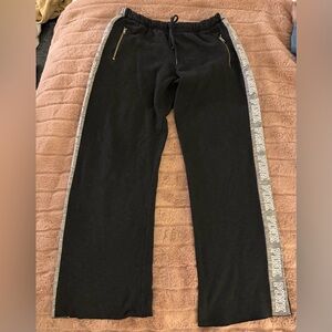 PINK Victoria's Secret Black Pants with Gray Trim